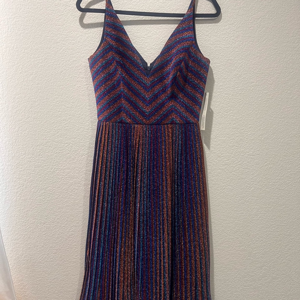 Anthropologie Farrah Metallic Midi Dress m